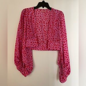 New, low V neck crop top button up, size small